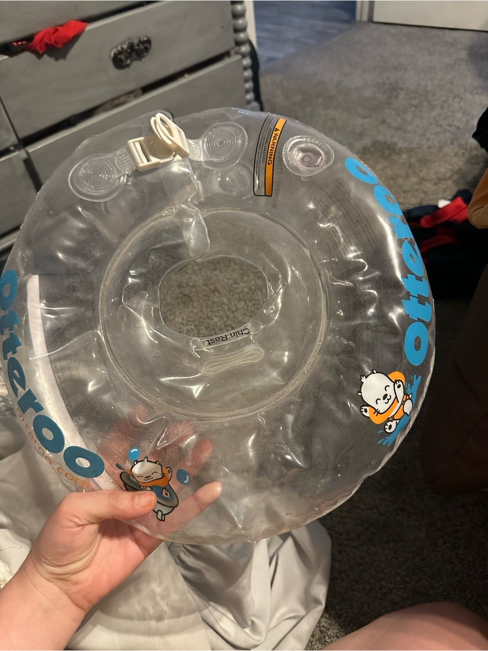 Clear Inflatable Baby Neck Float - Clear with Blue Accents